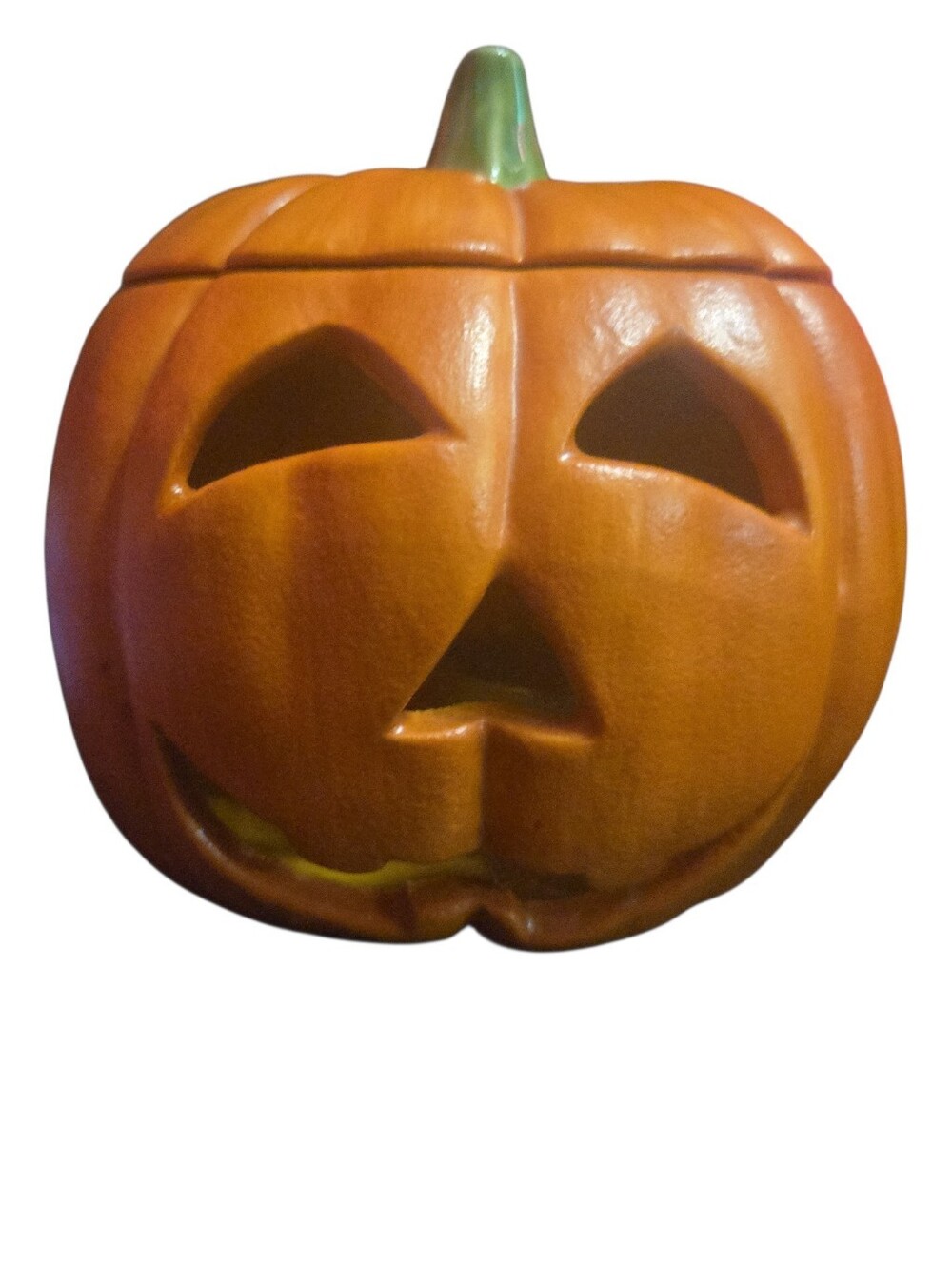 Orange Ceramic Jack-O'-Lantern Decorative Accent